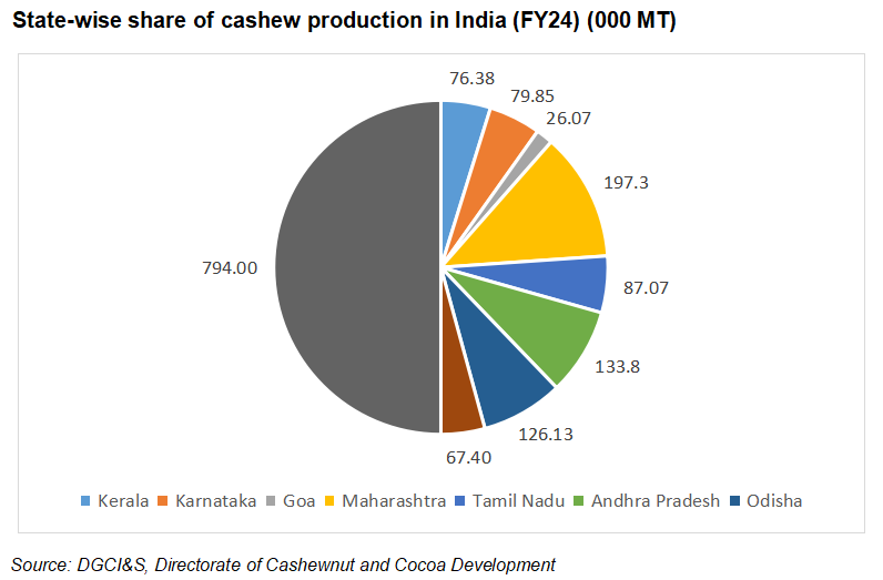 State-wise Share of Cashew Manufacturers in India