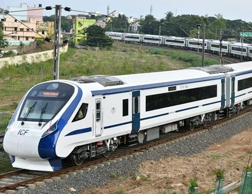 Modern train representing the Indian Railways network and infrastructure
